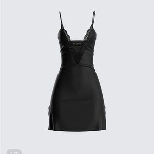 Finesse Elegant Black Lace Slip Dress